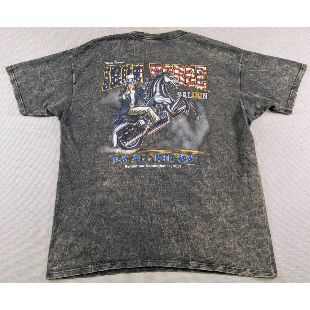 Vintage Iron Horse Saloon Shirt Mens XL Biker Motorcycle USA Patriotic Pocket